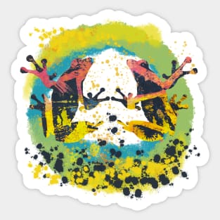 Artistic Painterly Mirror Abstract Frogs Sticker